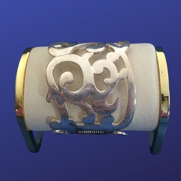 UNBRANDED Hinged CUFF Bracelet, Silver-tone Cut-out Scrollwork design, EUC - Picture 1 of 6